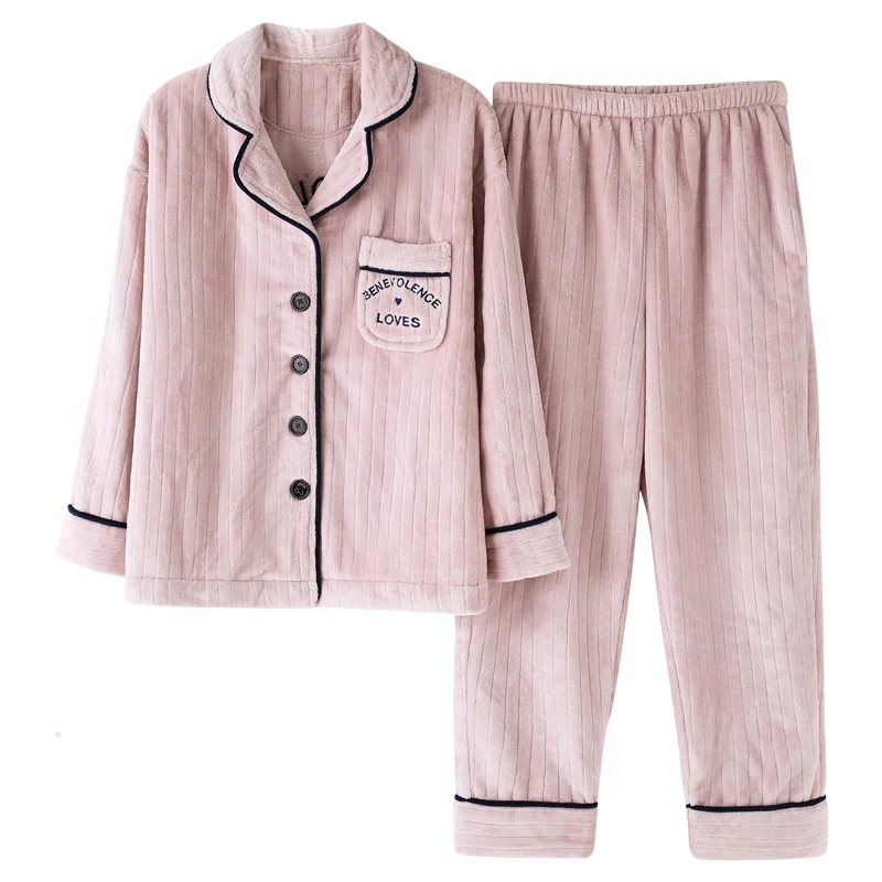 

Warm Winter Pajamas Set Women Sexy Pajamas Sleepwear For Women Cardigan Flannel Long Sleeve Nightwear Long Pant Female Sleepwear