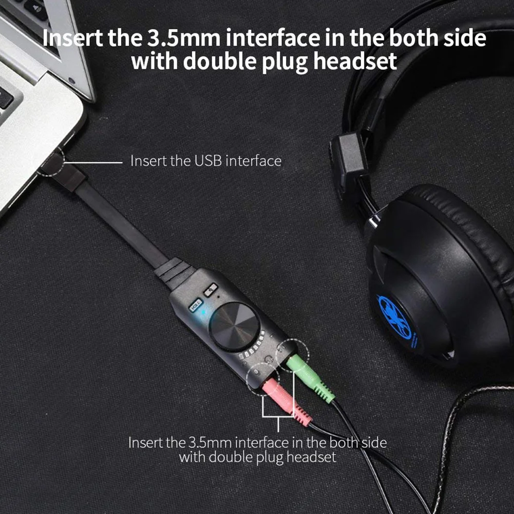 GS3 Виртуальная 7,1 канальная внешняя звуковая карта USB адаптер конвертер черный стерео аудио 3,5 мм гарнитура для ПК настольный ноутбук