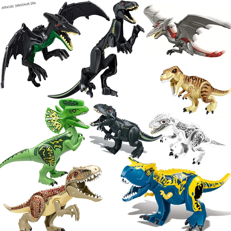 Big Legos Jurassic World Dinosaurs Tyrannosaurus Rex Pterosauria Triceratops Building Blocks Toys For Children Raptor Building