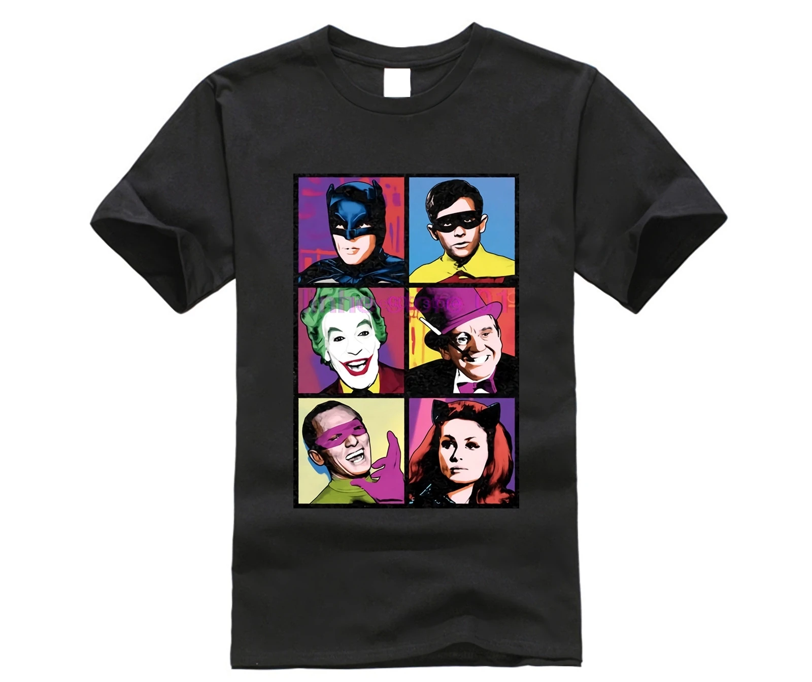 

Men Funny T Shirt men Cool tshirt Batman Classic Live-Action TV Series Pop Art Cast Adult Heather T-Shirt Tee