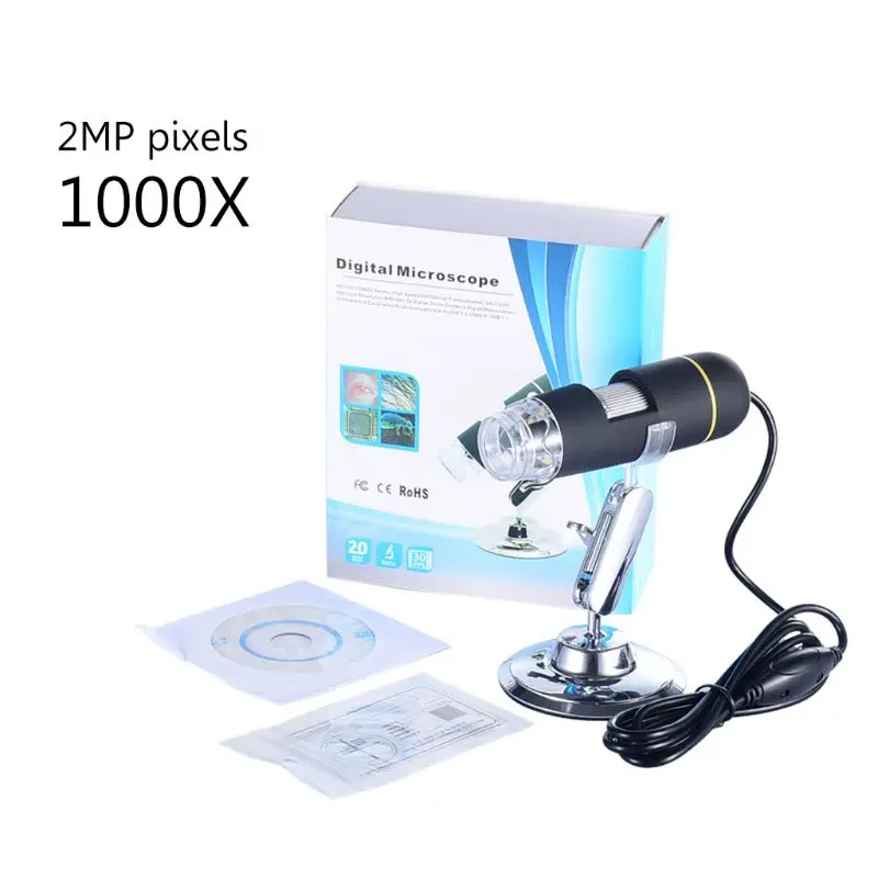 

1000X USB Digital Microscope 2MP HD Camera LED Electronic Endoscope Magnifier