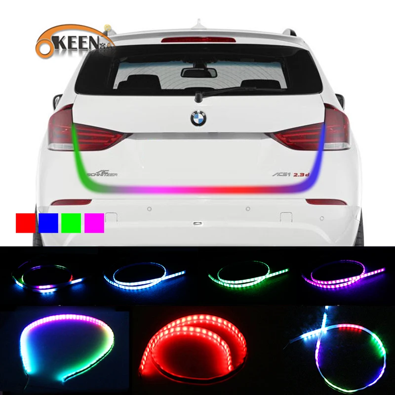 OKEEN автомобильный стильный светодиодный светильник для багажника, RGB ходовая часть, плавающий светодиодный Динамический указатель поворота, освещение багажного отсека
