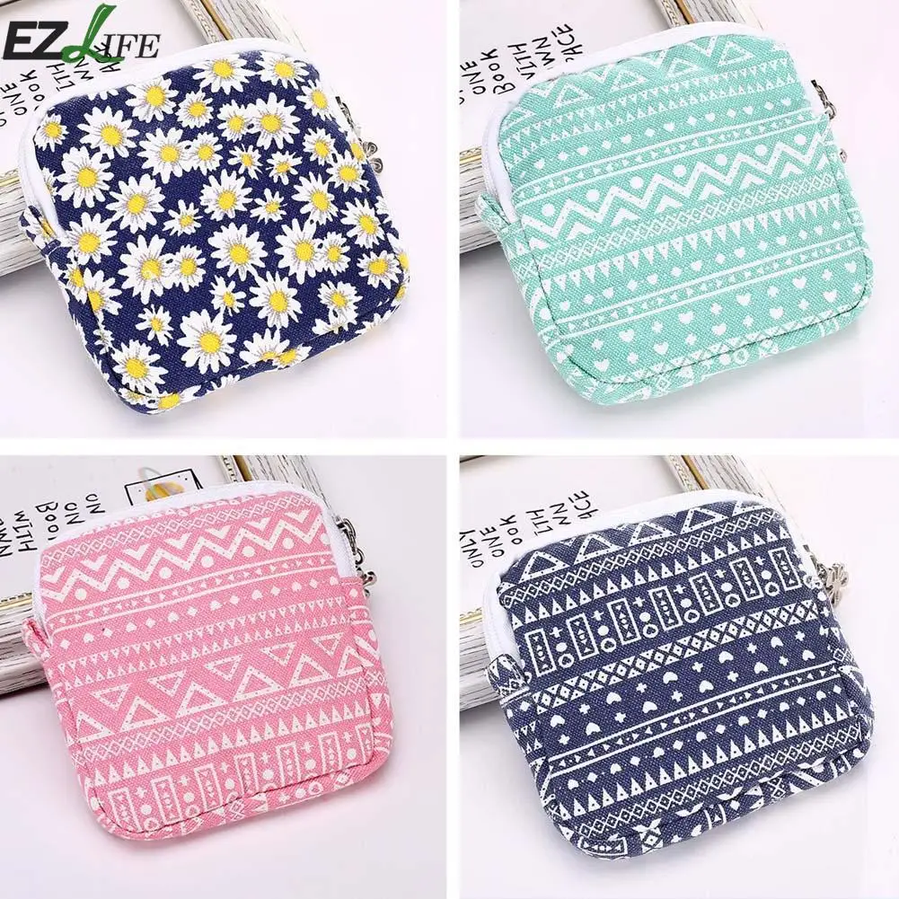 1PC Female Hygiene Sanitary Napkins Small Cotton Bag Zipper Sanitary