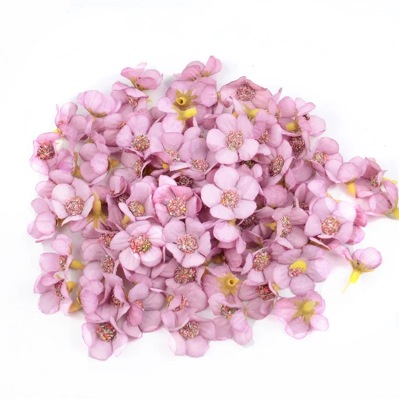 50 шт., 2 см, многоцветные, с ромашками, мини шелковые недорогие искусственные цветы для венка, скрапбукинга, украшения для дома, свадьбы - Цвет: Purple