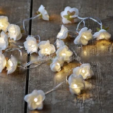 Снежный Цветок белая роза сказочная гирлянда теплый белый светодиодный свет, украшение для спальни, Свадебный центральный, подарок на день рождения для девочки Винтаж