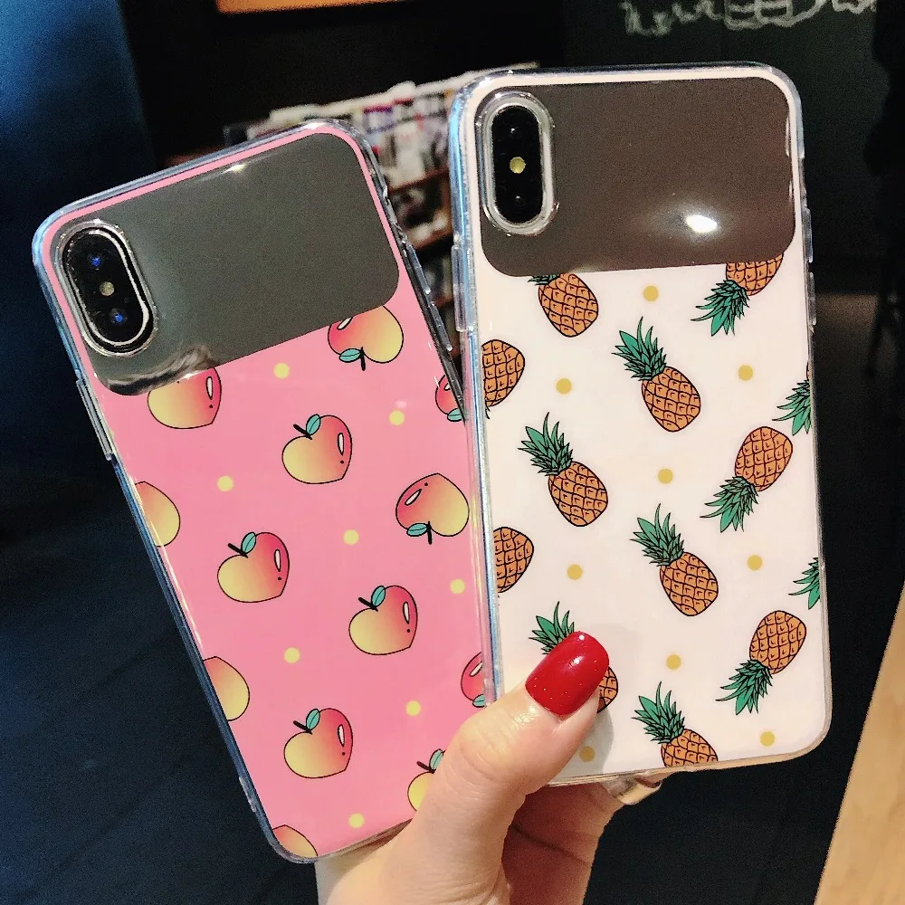 Модные мягкие чехлы для телефонов с фруктовым зеркалом iphone X XS Max XR милый