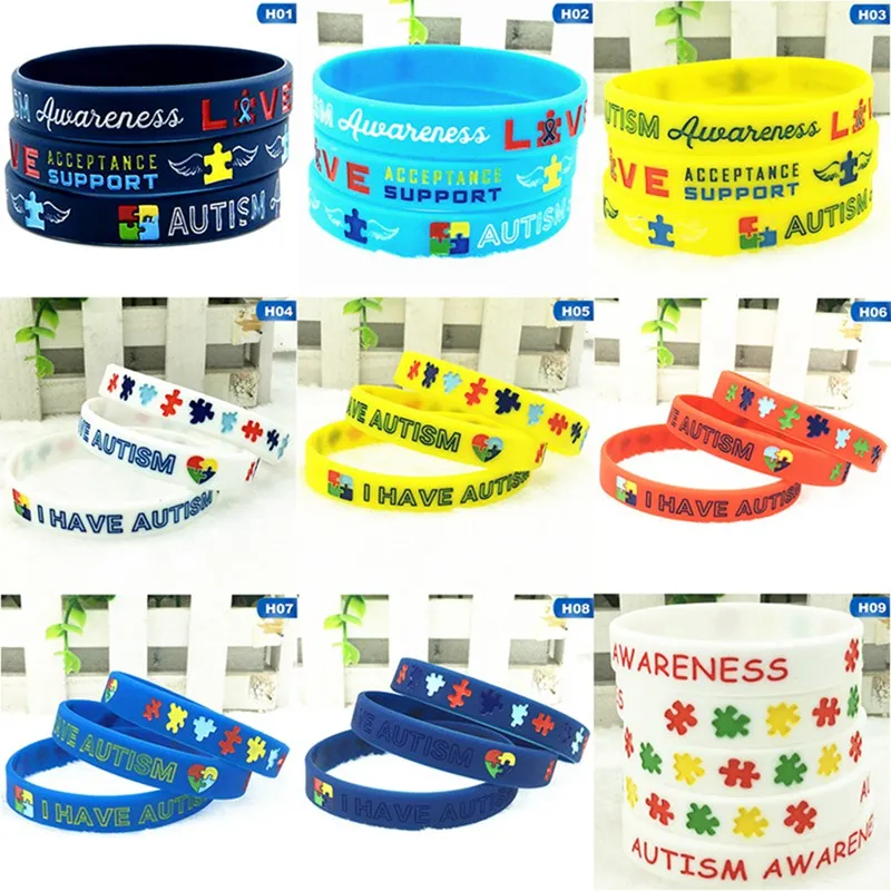 

1 Pc Medical Alert Autism Awareness Rainbow Silicone Rubber Bracelet Wristband Shipping