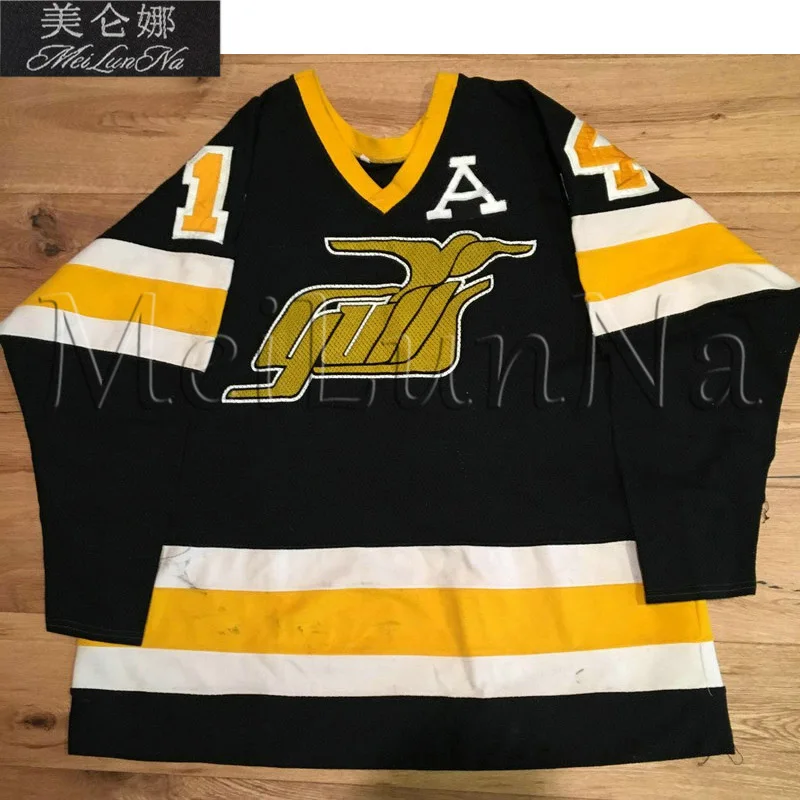 

MeiLunNa Customize Hampton Hockey Jerseys Gulls 14 Pat Donnelly Danny Arndt Hanson Lane Schneider Sewn On Any Name NO. Size A