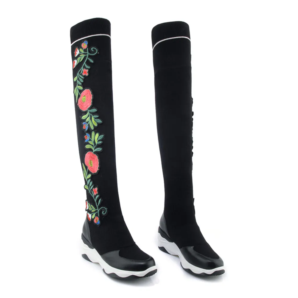 Femmes Confortable Le Laine Noir Cuir Sur Automne En Genou Dames Véritable Hiver Masgulahe Mode Bout Rond Bottes EPxZwcAq