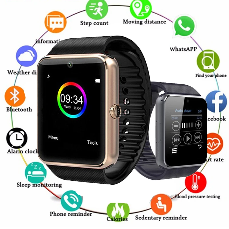 GT08 Bluetooth Смарт часы Smartwatch Android телефонный звонок Relogio 2G GSM SIM TF карта камера для iPhone