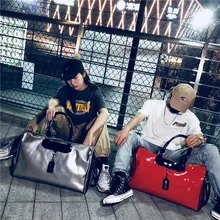 Новая модная Яркая кожаная сумка для багажа для мужчин и женщин, дорожная сумка через плечо, Большая вместительная сумка, трендовая спортивная сумка для фитнеса