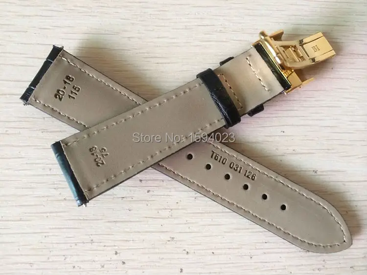 20mm (buckle18mm) T063639 T063617 High Quality Gold Plated Pin Buckle +  T063610 Black Genuine Leather Watch Bands Strap Men - Watchbands -  AliExpress