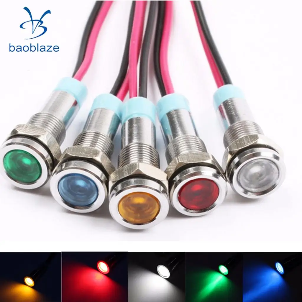 

dolity 5Pcs 6mm 3V LED Metal Indicator Light Waterproof Signal Pilot Dash Lamps