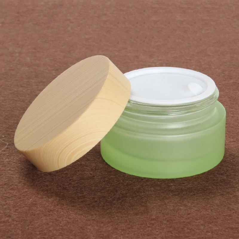 

30ml/20ml Wooden Refillable Small Container Lid Cosmetic Empty Jar Glass Cream Jars Facial Cream Jar Make Up Tools