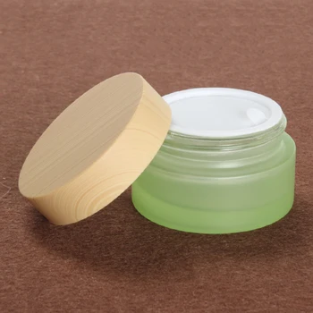 

30ml/20ml Wooden Refillable Small Container Lid Cosmetic Empty Jar Glass Cream Jars Facial Cream Jar Make Up Tools