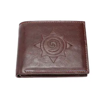 

Hearthstone logo wallet Fireplace stone Brown wallet Double folding PU leather Mens card bag