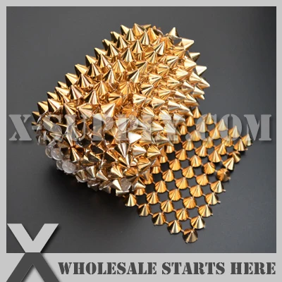 

DHL Free Shipping Plastic Gold Mesh Cone Stud Trim for Sewing on Garment Decoration,Clothing,Shoes/Wholesale