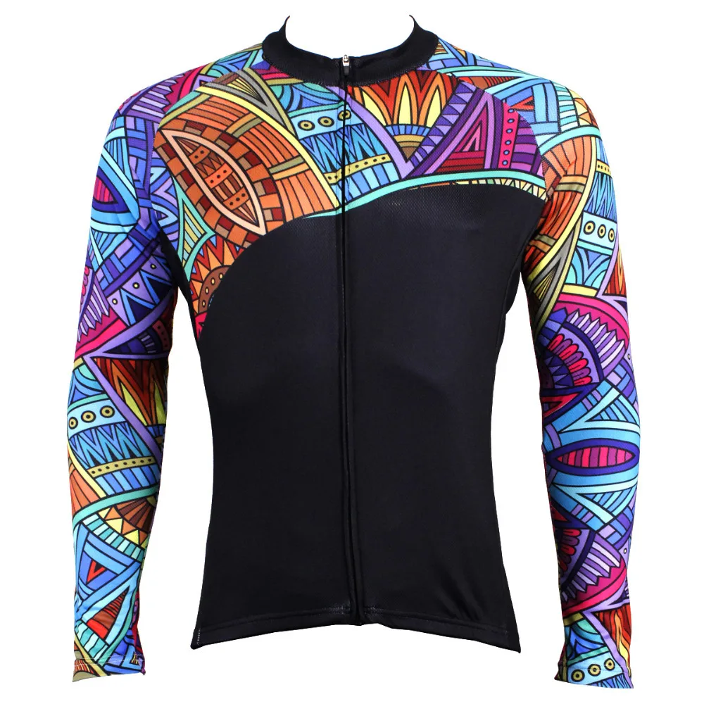 New Colorful Men Full Zipper Long sleeve Cycling Jerseys Breathable