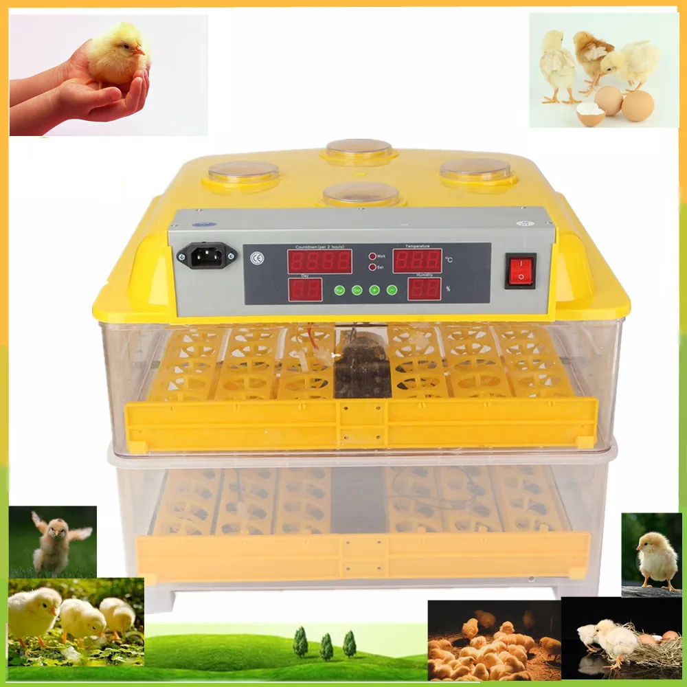 

New 96 Egg Incubator Large Capacity Smart LED Temperature Control Automatic Turning Poultry Hatcher for Home Commercial Farm