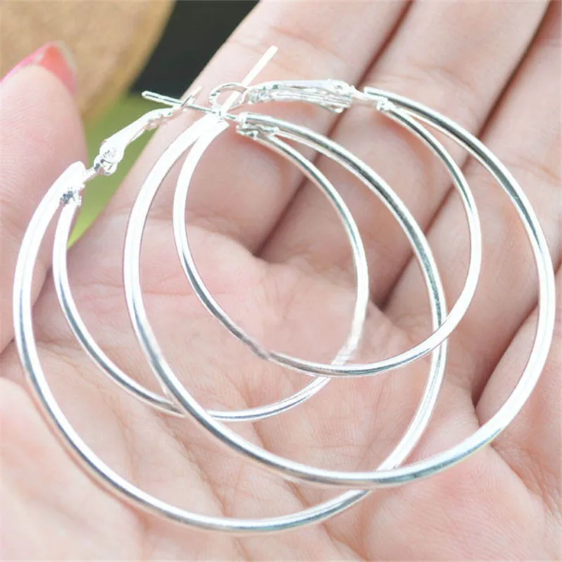 

Trendy Hiphop Rock Double layer Big Gold Hoops Earrings Minimalist Thick Tube Round Circle Rings Earrings For Women Zinc Alloy