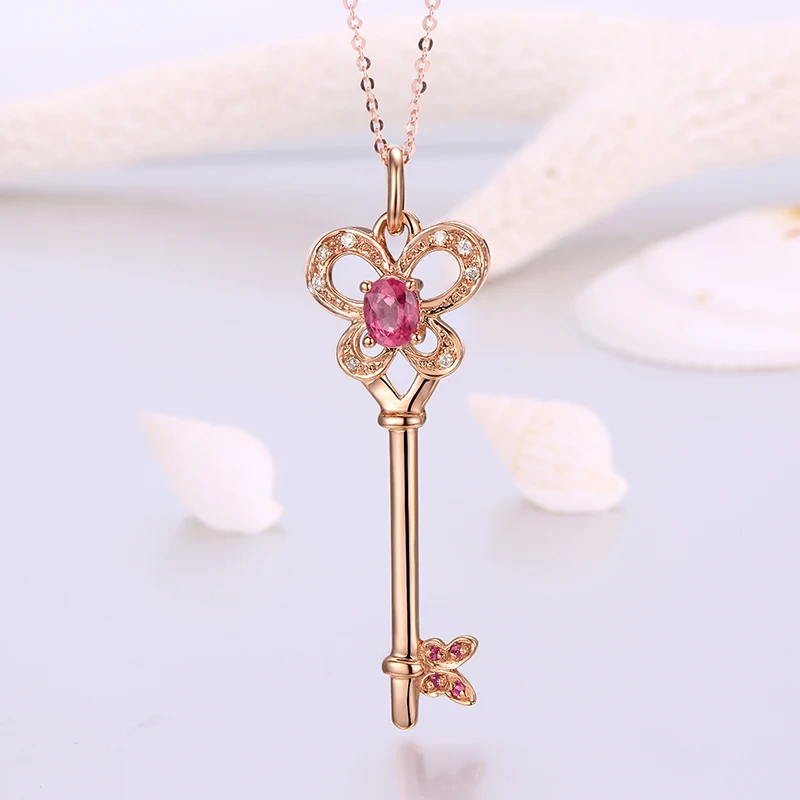 

Robira Fashion Necklace for Women Rose Gold Color Lovely Heart Key Butterfly Pendant Wedding Gifts Angel Girls Necklace Pendant