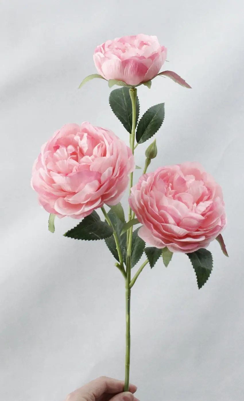 3 головы Пион Искусственные цветы шелк цветок ветка дома Свадебные украшения Яркие искусственные цветы - Цвет: pink