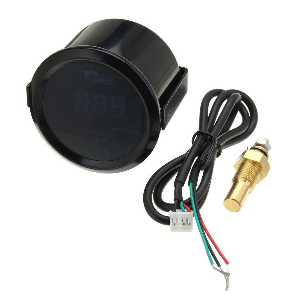 Digital LED Water temp Gauge Water temp sensor Car Black 2 52mm Red Digital LED Electronic Water Temp Temperature Gauge#702y20