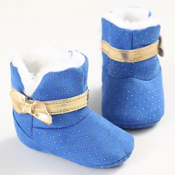 

Faillette Winter Warm Cotton Baby Solid Slip On Moccasin Newbron Baby First Walker Soft Bowknot Snow Boots M2