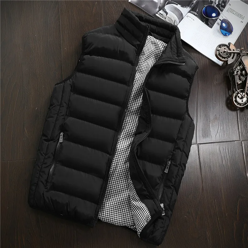 Mens Plus Size 5XL Vest Men New Stylish Spring Autumn Warm Sleeveless Jacket Men Winter Waistcoat Men's Vest Casual Coats - Цвет: Black