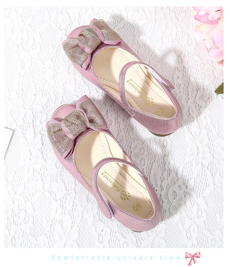 Sapatas da Mola das Crianças Qualidade da Moda Sapatos com Arco Rosa de Ouro Iyeal Crianças Lantejoulas Meninas Princesa Único Cores Opcional 7 Sapatos Com Arco Rosa de Ouro Cores Opcional