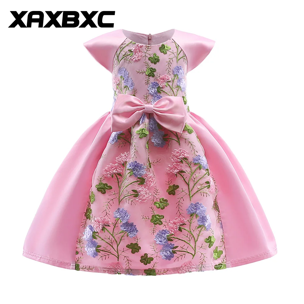

ZT2103 Bow-knot Princess Dresses Kids Prom Gown Evening Dresss Wedding Party Dress Girls Clothes Tulle Children's Costume