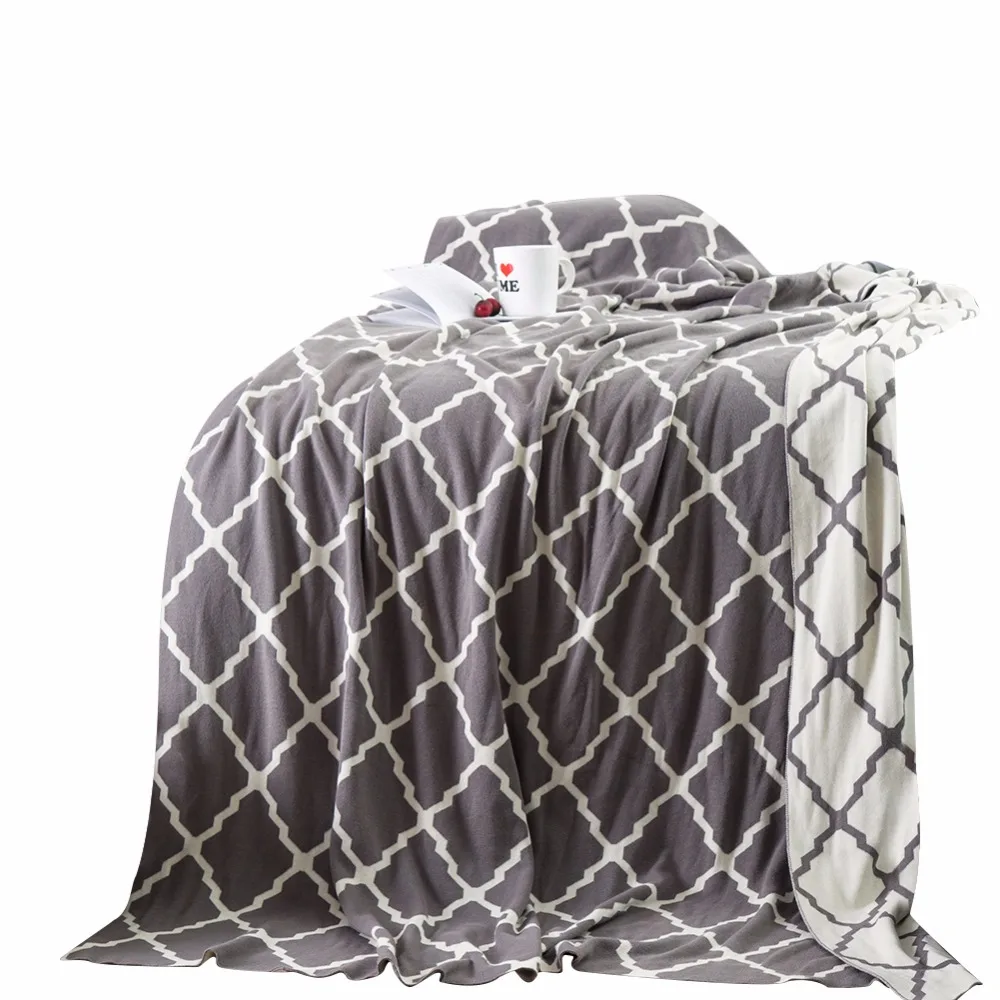 

Simple Coffee Color White Stripe Pattern Cotton 1Pc Breathable Comfort Bedspread Blankets For Adults Coral Polaire Blanket Soft