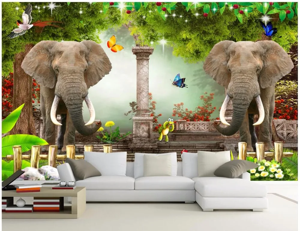 

3d wallpaper custom mural Elephant dream forest forest children's room wallpaper for wall 3 d home improvement print fabric