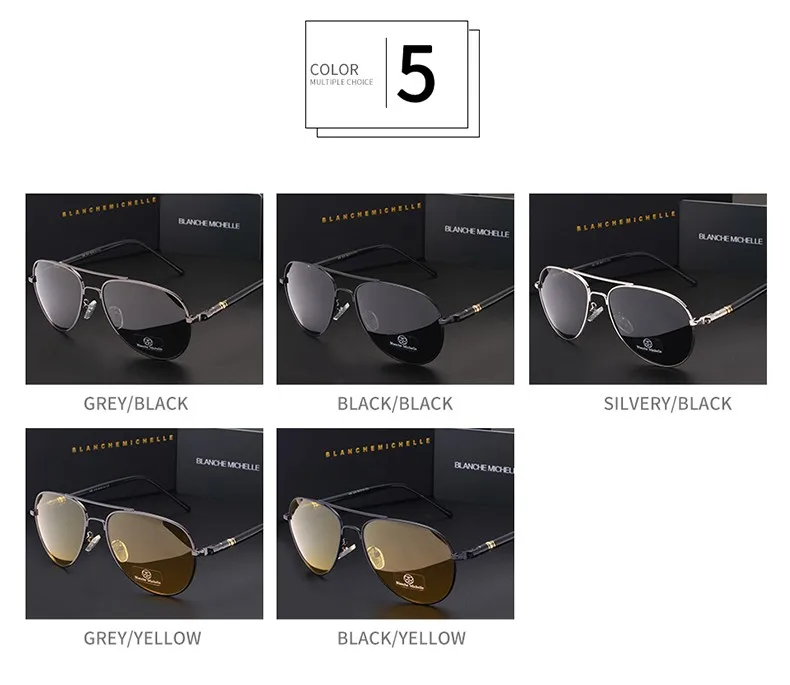 Blanche Мишель 2018 высококачественные поляризованные солнцезащитные очки Для мужчин брендовые дизайнерские солнцезащитные очки для вождения