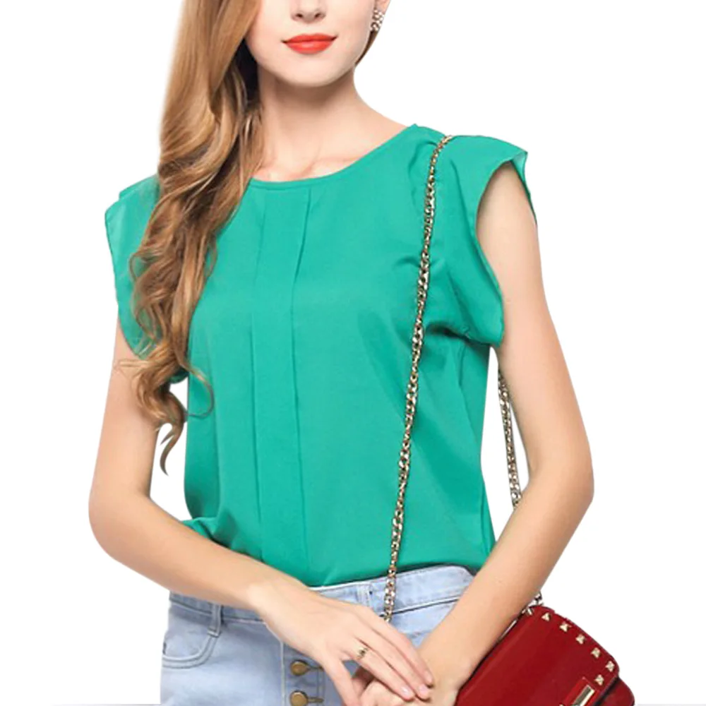 

Round Neck Shirt Cool Chiffon Travel Ladies' Tops Comfortable Round Neck School Chiffon Short Sleeve Breathable Short Sleeve