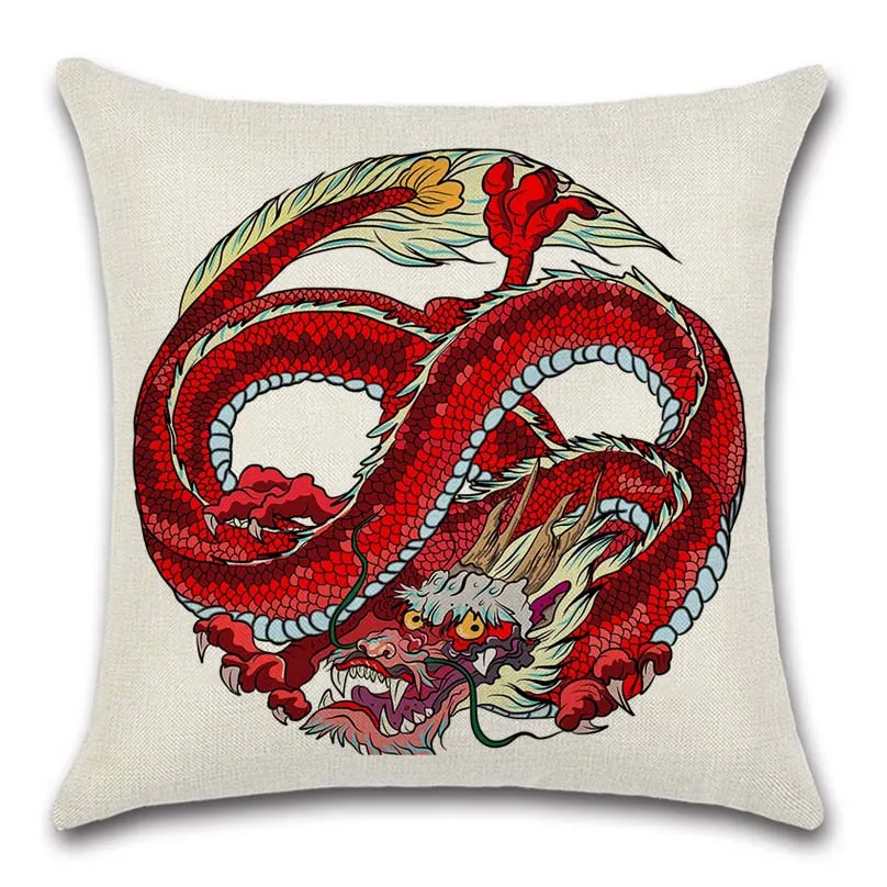 Китайский дракон Искусство Печать Бежевый наволочка декоративный стул диван