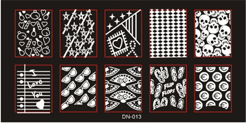 Новые пластины для штамповки ногтей штамп с лаком для ногтей из нержавеющей стали DIY набор шаблонов для маникюра инструменты для ногтей - Цвет: DN13