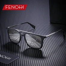FENCHI Солнцезащитные очки Мужские поляризационные дизайнерские Квадратные ретро очки для вождения винтажные рыболовные металлические солнцезащитные очки lunetes de soleil homme