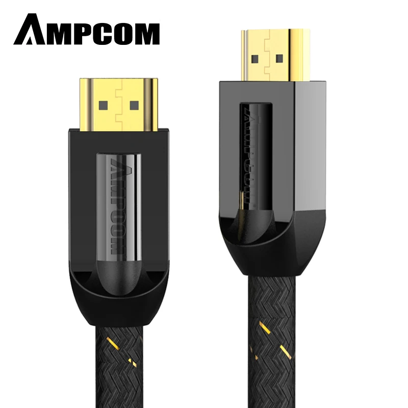 AMPCOM HDMI кабель HDMI в HDMI 2,0 Ultra HD 4 K-60Hz 3D 1080P HDR 4:4:4 ARC Ethernet шнур совместим с HDMI 2.0a 2.0b, 2,0 - Цвет: PRO Black