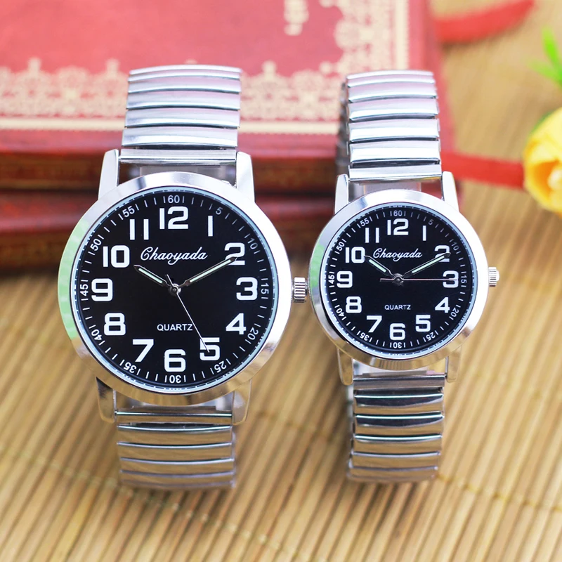 2024 Men Women Couple Lovers Flexible Elastic Strap Quartz Watch Simple Stainless Steel Electronic Luminous Hands Wristwatches 2