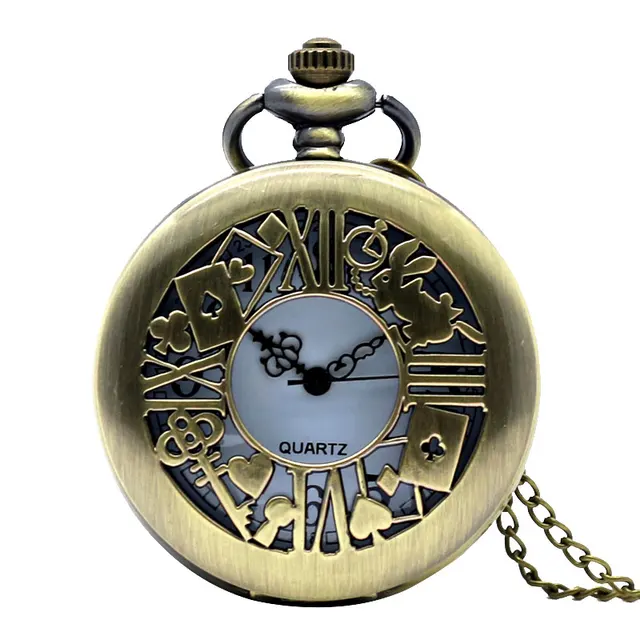 Retro Pocket Watch Bronze Quartz Clock Hollow Necklace Alice In Wonderland Rabbi Retro Pocket Watch Bronze Quartz Clock Hollow Necklace Alice In Wonderland Rabbi