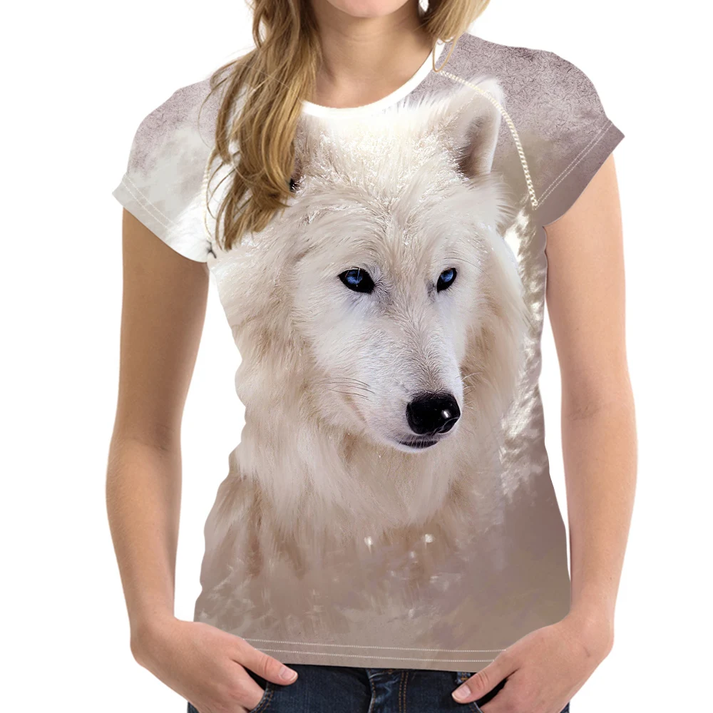 

Funny Printing Wolf Cat Women Tshirt Hipster Laides Short Sleeve Comfort Femme Casual Top Tees 3D Women T-shirt