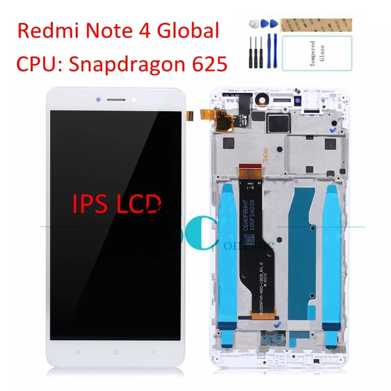 Xiaomi Redmi Note 4 Global LCD Display With Frame Touch Screen Snapdragon 625 Digitizer Assembly Replacement Spare Repair Parts | Мобильные