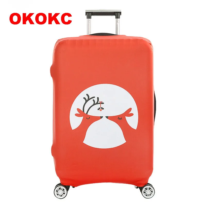 OKOKC путешествие по дороге эластичные Чемодан крышка пятнистого оленя шаблон Защитный чемодан Крышка 18-32 ''Багажник Случае толстый