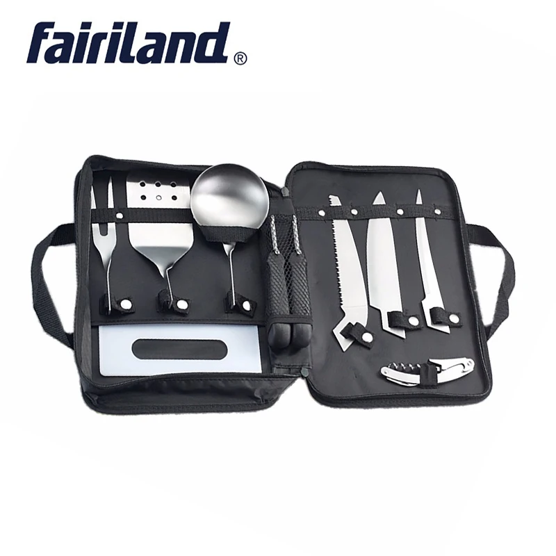 BBQ tools Cookware 8 Pieces Kit Cookset Backpacking Gear & Hiking Outdoors Cooking Equipment camping bbq with storage case BBQ tools Cookware 8 Pieces Kit Cookset Backpacking Gear & Hiking Outdoors Cooking Equipment camping bbq with storage case