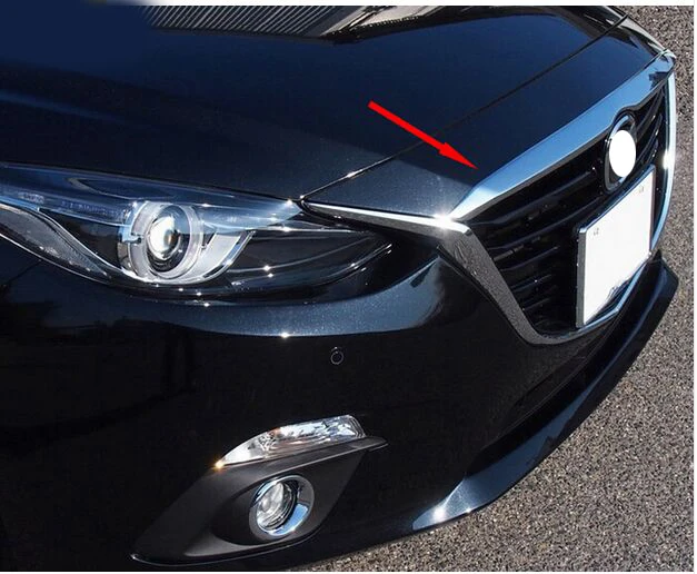 ACCESSORIES FIT FOR MAZDA 3 AXELA 2014 2015 2016 CHROME FRONT HOOD COVER TRIM MOLDING GRILLE BONNET GARNISH GRILL STRIP BAR | Автомобили и