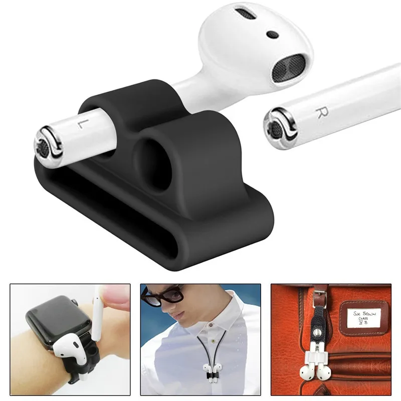 Anti-lost Silicone Bluetooth Earphone Stand Holder For AirPods Apple i7 Earphones Earbud Holder Clip For Apple Watch