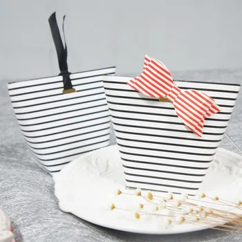 

10pcs Thin stripe black print Paper Box Cookie Candy chocolate Gift Packaging Christmas Wedding Favors Gifts Storage Boxes