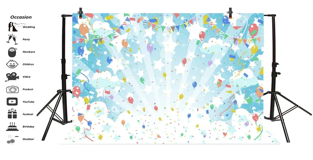 Laeacco Light Bokeh Balloons Flags Baby Birthday Party Photography Background Customized Photographic Backdrops For Photo Studio