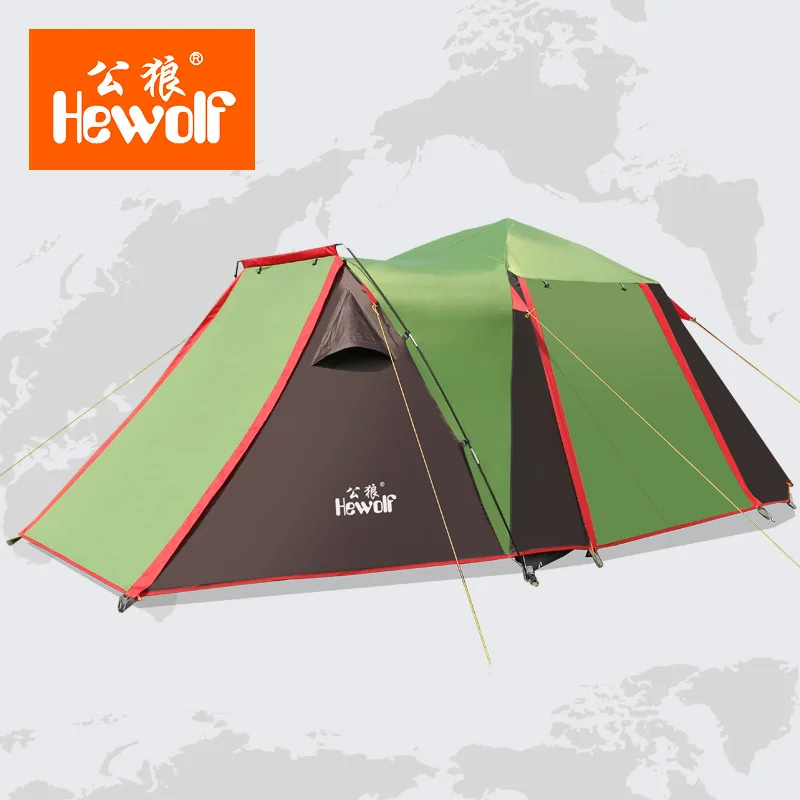 Male wolf 5 people 3 rooms automatic big tent camping tent 2 bedrooms outdoor tent many person waterproof UV coating